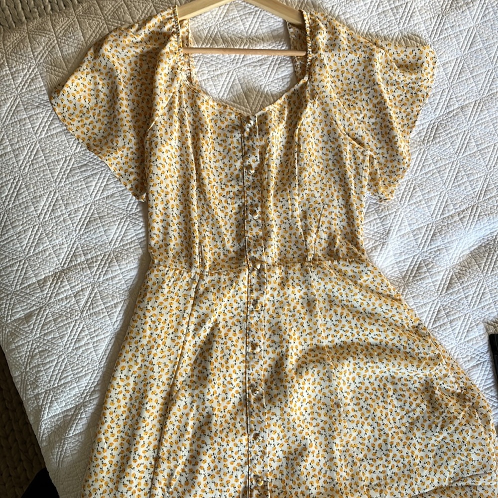 Yellow and white floral flowy dress